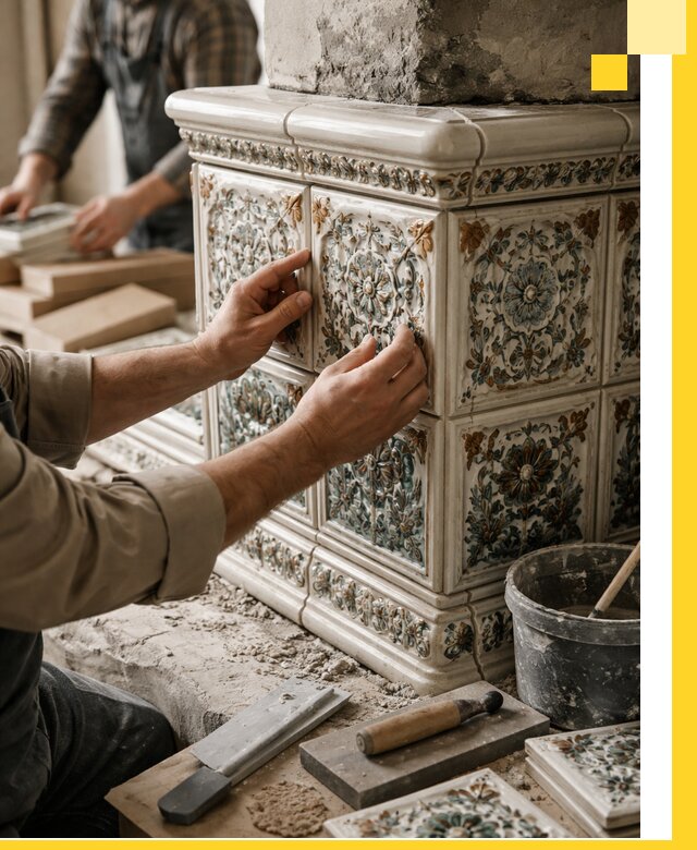 Изразцовые камины под ключ в Черкесске: проект и монтаж