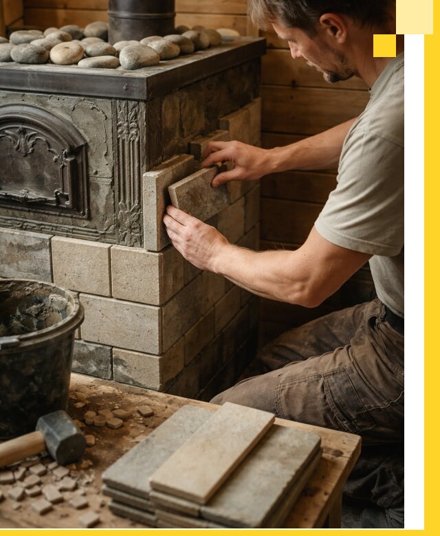 Облицовка банных печей в Черкесске профессиональная отделка