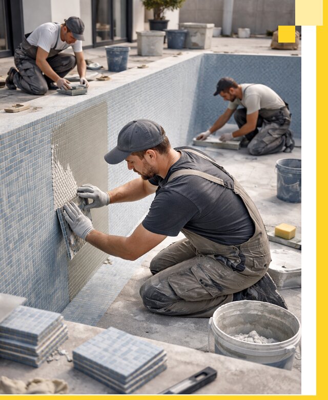 Облицовка бассейнов в Черкесске плитка мозаика гидроизоляция