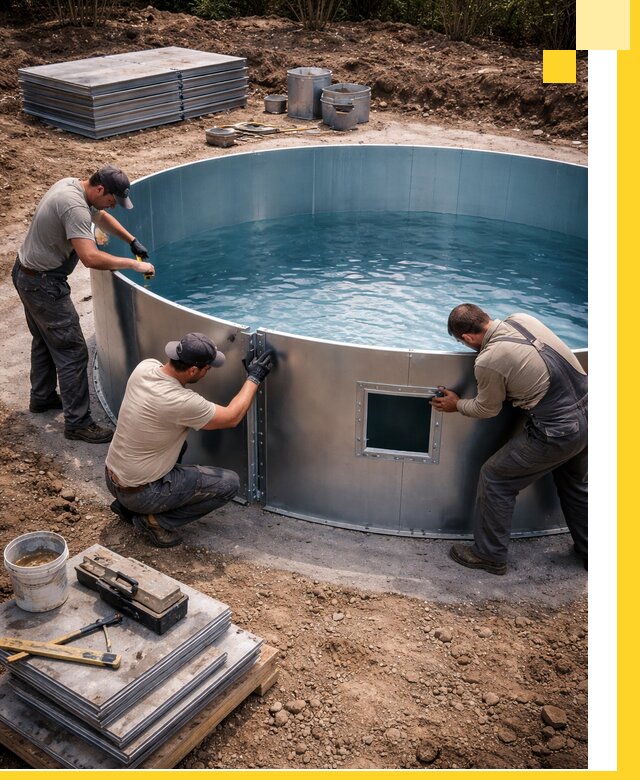 Круглые бассейны под ключ в Черкесске проектирование и монтаж