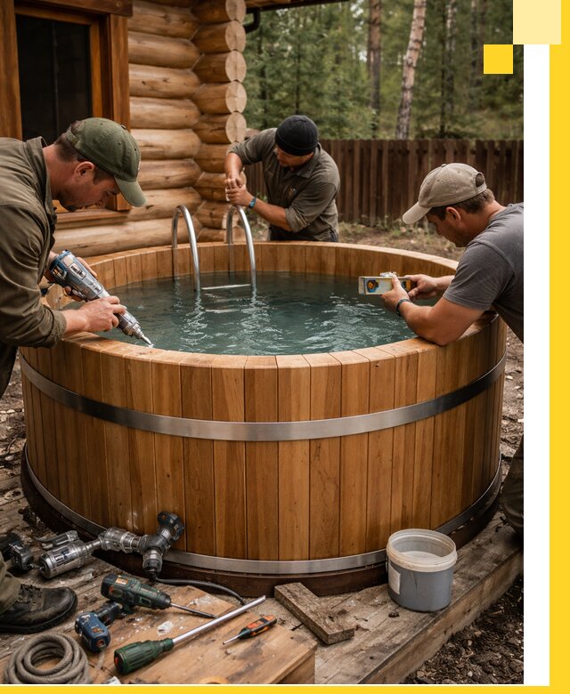 Строительство бань с купелью под ключ и отделкой в Черкесске