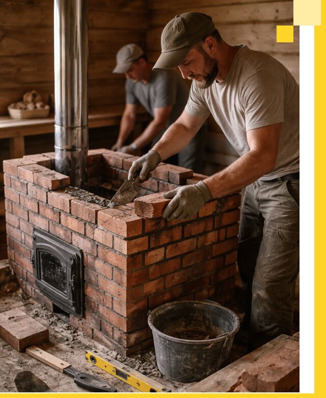 Кирпичные печи для бани под ключ в Черкесске, проект и монтаж