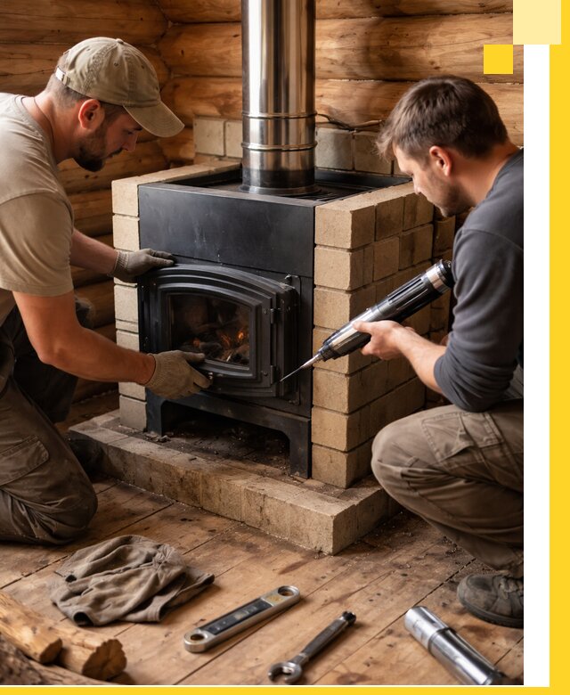 Монтаж и установка печи в бане под ключ с гарантией в Черкесске