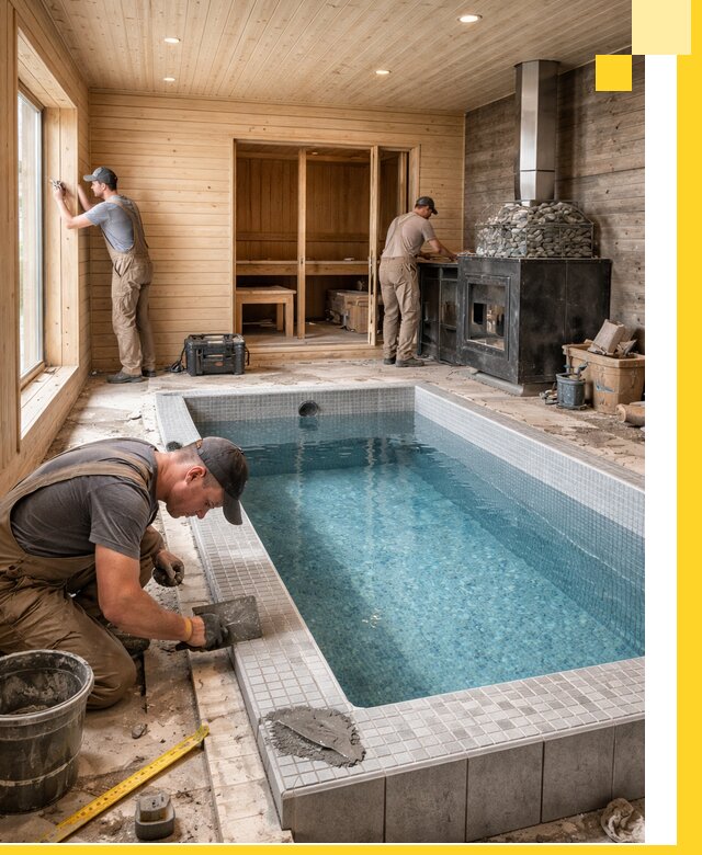 Проект бани с бассейном и сауной в Черкесске под ключ