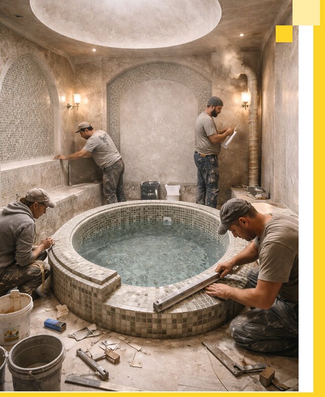 Профессиональное строительство хамама с бассейном в Черкесске под ключ