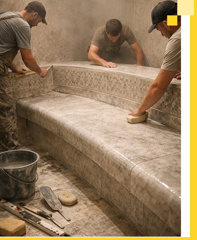 Изготовление и установка сидений для хамама в Черкесске