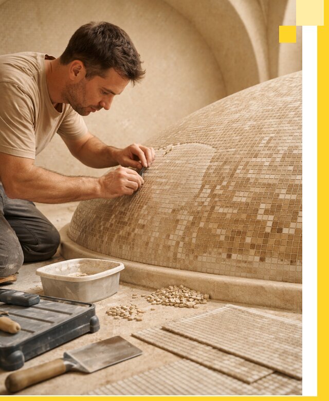 Профессиональная укладка мозаики для хамама под ключ в Черкесске